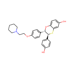 Oc1ccc([C@@H]2Sc3cc(O)ccc3O[C@H]2c2ccc(OCCN3CCCCC3)cc2)cc1 ZINC000012503888