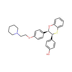 Oc1ccc([C@@H]2Sc3ccccc3O[C@@H]2c2ccc(OCCN3CCCCC3)cc2)cc1 ZINC000013560489