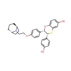 Oc1ccc([C@H]2Sc3cc(O)ccc3O[C@H]2c2ccc(OCCN3[C@H]4CCC[C@H]3CC4)cc2)cc1 ZINC000101011665