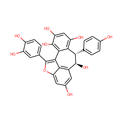 Oc1ccc([C@H]2c3c(O)cc(O)c(O)c3-c3c(-c4ccc(O)c(O)c4)oc4cc(O)cc(c34)[C@@H]2O)cc1 ZINC000013358397