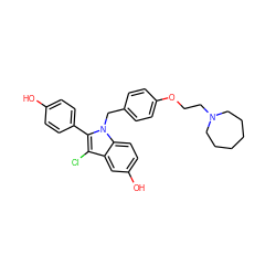 Oc1ccc(-c2c(Cl)c3cc(O)ccc3n2Cc2ccc(OCCN3CCCCCC3)cc2)cc1 ZINC000034366444