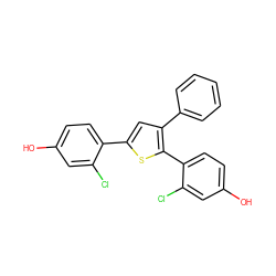 Oc1ccc(-c2cc(-c3ccccc3)c(-c3ccc(O)cc3Cl)s2)c(Cl)c1 ZINC000095592886