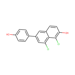 Oc1ccc(-c2cc(Cl)c3c(Cl)c(O)ccc3c2)cc1 ZINC000013645103