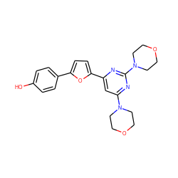 Oc1ccc(-c2ccc(-c3cc(N4CCOCC4)nc(N4CCOCC4)n3)o2)cc1 ZINC000045321391