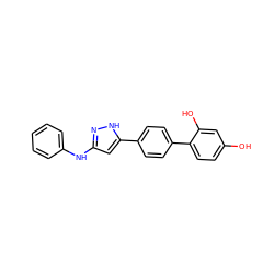 Oc1ccc(-c2ccc(-c3cc(Nc4ccccc4)n[nH]3)cc2)c(O)c1 ZINC000006718833