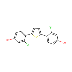 Oc1ccc(-c2ccc(-c3ccc(O)cc3Cl)s2)c(Cl)c1 ZINC000095592190