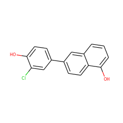 Oc1ccc(-c2ccc3c(O)cccc3c2)cc1Cl ZINC000073141784