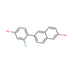 Oc1ccc(-c2ccc3cc(O)ccc3c2)c(Cl)c1 ZINC000013645053