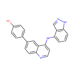 Oc1ccc(-c2ccc3nccc(Nc4cccc5[nH]ncc45)c3c2)cc1 ZINC000143053611