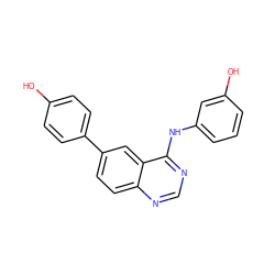 Oc1ccc(-c2ccc3ncnc(Nc4cccc(O)c4)c3c2)cc1 ZINC000143173424