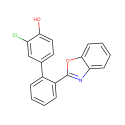 Oc1ccc(-c2ccccc2-c2nc3ccccc3o2)cc1Cl ZINC000169350538