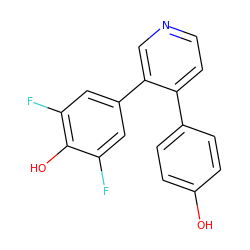 Oc1ccc(-c2ccncc2-c2cc(F)c(O)c(F)c2)cc1 ZINC000473094078