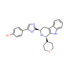 Oc1ccc(-c2cnc([C@H]3Cc4c([nH]c5ccccc45)[C@@H](C4CCOCC4)N3)[nH]2)cc1 ZINC000653719102