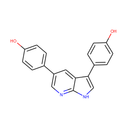 Oc1ccc(-c2cnc3[nH]cc(-c4ccc(O)cc4)c3c2)cc1 ZINC000103225148