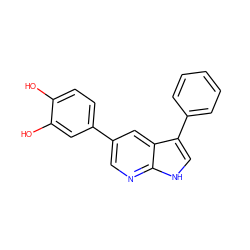 Oc1ccc(-c2cnc3[nH]cc(-c4ccccc4)c3c2)cc1O ZINC000103225129