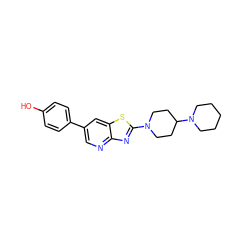 Oc1ccc(-c2cnc3nc(N4CCC(N5CCCCC5)CC4)sc3c2)cc1 ZINC000045319588