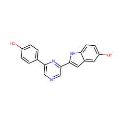 Oc1ccc(-c2cncc(-c3cc4cc(O)ccc4[nH]3)n2)cc1 ZINC000073139446