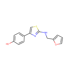 Oc1ccc(-c2csc(NCc3ccco3)n2)cc1 ZINC000000813369