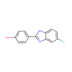 Oc1ccc(-c2nc3cc(Cl)ccc3[nH]2)cc1 ZINC000005491223