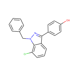 Oc1ccc(-c2nn(Cc3ccccc3)c3c(Cl)cccc23)cc1 ZINC000013586333