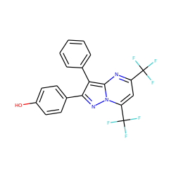 Oc1ccc(-c2nn3c(C(F)(F)F)cc(C(F)(F)F)nc3c2-c2ccccc2)cc1 ZINC000013584994