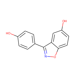 Oc1ccc(-c2noc3ccc(O)cc23)cc1 ZINC000003819170