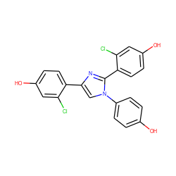 Oc1ccc(-n2cc(-c3ccc(O)cc3Cl)nc2-c2ccc(O)cc2Cl)cc1 ZINC000013674393