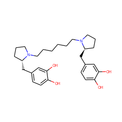 Oc1ccc(C[C@@H]2CCCN2CCCCCCN2CCC[C@H]2Cc2ccc(O)c(O)c2)cc1O ZINC000026475081