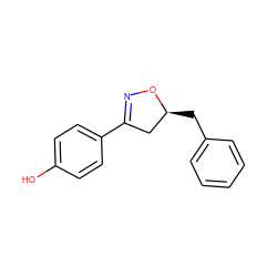 Oc1ccc(C2=NO[C@@H](Cc3ccccc3)C2)cc1 ZINC000095580916