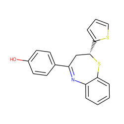 Oc1ccc(C2=Nc3ccccc3S[C@@H](c3cccs3)C2)cc1 ZINC000169339794