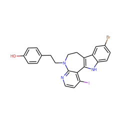 Oc1ccc(CCN2CCc3c([nH]c4ccc(Br)cc34)-c3c(I)ccnc32)cc1 ZINC000043025112