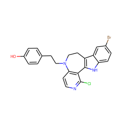 Oc1ccc(CCN2CCc3c([nH]c4ccc(Br)cc34)-c3c2ccnc3Cl)cc1 ZINC000043120813