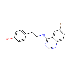 Oc1ccc(CCNc2ncnc3ccc(Br)cc23)cc1 ZINC000040980340