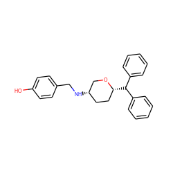 Oc1ccc(CN[C@H]2CC[C@@H](C(c3ccccc3)c3ccccc3)OC2)cc1 ZINC000034660124