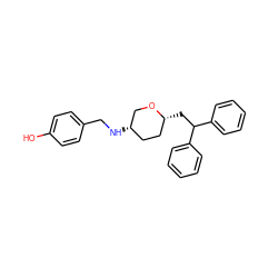 Oc1ccc(CN[C@H]2CC[C@@H](CC(c3ccccc3)c3ccccc3)OC2)cc1 ZINC000103228738