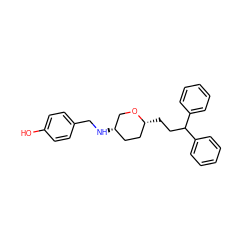 Oc1ccc(CN[C@H]2CC[C@@H](CCC(c3ccccc3)c3ccccc3)OC2)cc1 ZINC000103228741