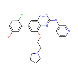 Oc1ccc(Cl)c(-c2cc(OCCN3CCCC3)c3nc(Nc4cccnc4)nnc3c2)c1 ZINC000096167788