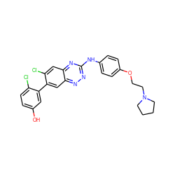 Oc1ccc(Cl)c(-c2cc3nnc(Nc4ccc(OCCN5CCCC5)cc4)nc3cc2Cl)c1 ZINC000096167802