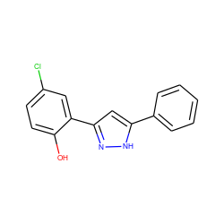 Oc1ccc(Cl)cc1-c1cc(-c2ccccc2)[nH]n1 ZINC000013130585