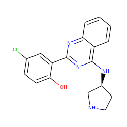 Oc1ccc(Cl)cc1-c1nc(N[C@H]2CCNC2)c2ccccc2n1 ZINC000059276657