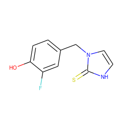 Oc1ccc(Cn2cc[nH]c2=S)cc1F ZINC000013776329