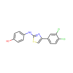 Oc1ccc(Nc2nc(-c3ccc(Cl)c(Cl)c3)cs2)cc1 ZINC000000447067