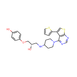 Oc1ccc(OC[C@@H](O)CNC2CCN(c3ncnc4scc(-c5cccs5)c34)CC2)cc1 ZINC000064548327