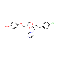 Oc1ccc(OC[C@@H]2CO[C@@](CCc3ccc(Cl)cc3)(Cn3ccnc3)O2)cc1 ZINC000040403471