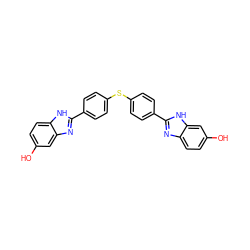 Oc1ccc2[nH]c(-c3ccc(Sc4ccc(-c5nc6ccc(O)cc6[nH]5)cc4)cc3)nc2c1 ZINC000063539331