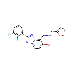 Oc1ccc2[nH]c(-c3cccc(F)c3F)nc2c1CNCc1ccco1 ZINC000084604834