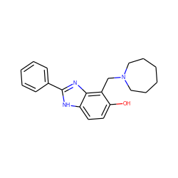 Oc1ccc2[nH]c(-c3ccccc3)nc2c1CN1CCCCCC1 ZINC000084604448