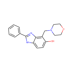 Oc1ccc2[nH]c(-c3ccccc3)nc2c1CN1CCOCC1 ZINC000084604784