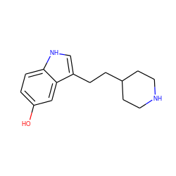 Oc1ccc2[nH]cc(CCC3CCNCC3)c2c1 ZINC000006094145