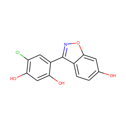 Oc1ccc2c(-c3cc(Cl)c(O)cc3O)noc2c1 ZINC000013583556